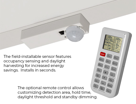 The Solas Ray Selectable Flat Panel features an optional occupancy sensor.