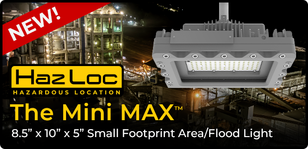 High Ambient Temperature Hazardous Location UL844 Flood LED Light / Area LED Light, Class I Division 1, Class I Division 2, Class II Division 1, Class II Division II, Small Footprint, Low Profile Fixture.